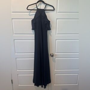 Birdy Grey JULES Navy Blue Chiffon Halter Neck Long Bridesmaid Dress Size Small